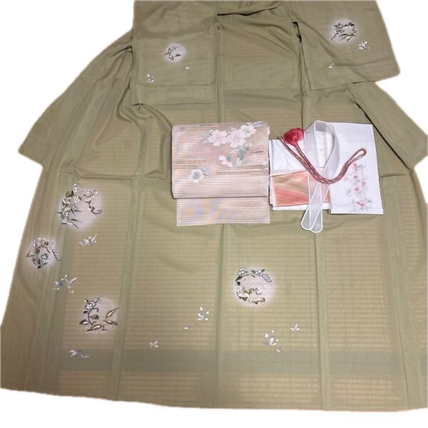 夏用 絽 付け下げセットSサイズ 絽名古屋帯 絽長襦袢 絽半衿 帯揚げ 帯締め 絽衿芯 草履(フリーサイズ)