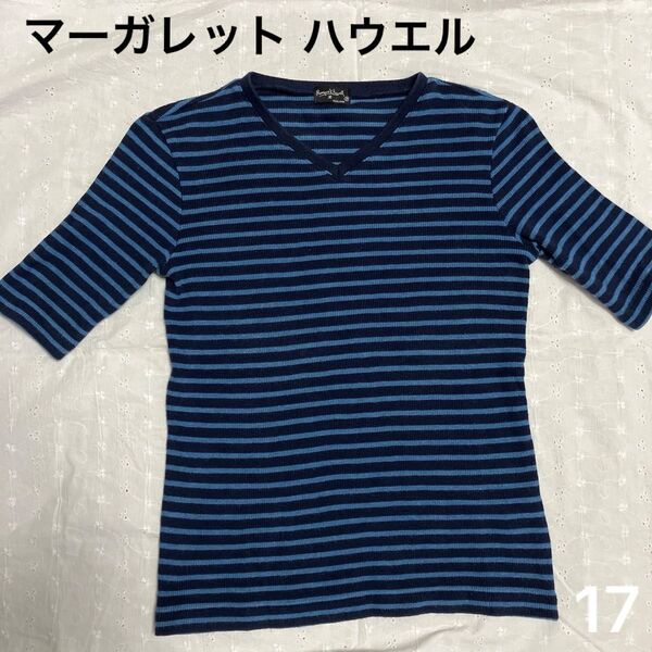 マーガレットハウエル Margaret Howell ボーダー柄Vネックカットソー