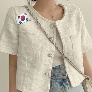 他サイトでも大人気 韓国 江南オンニ 半袖ジャケット