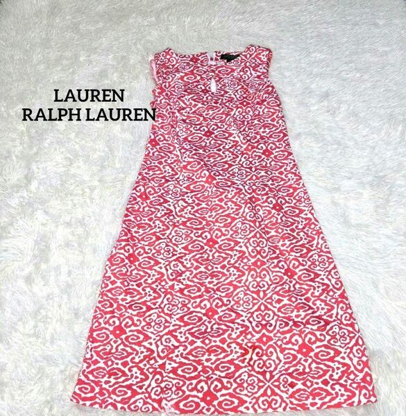 LAUREN RALPH LAUREN ノースリーブワンピース 総柄 M