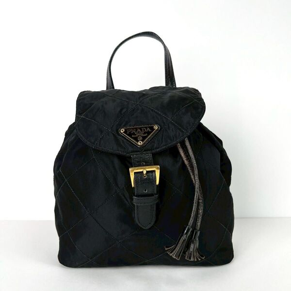 PRADA プラダ リュック バックパック デイパック 三角ロゴ キルティング ナイロン レザー ブラック 黒 ヴィンテージ