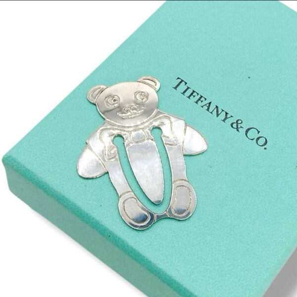 TIFFANY&Co ティファニー マネークリップ ブックマーク ベアー シルバー しおり 熊 クマ ロゴ刻印 正規品 レア 希少