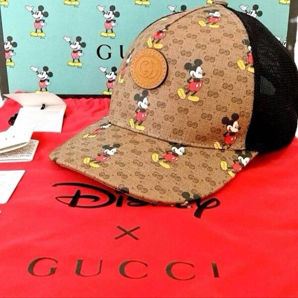 極美品 GUCCI グッチ ミッキーコラボ GGスプリーム キャップ メッシュ ディズニーコラボ 激レア 希少 付属品完備 綺麗