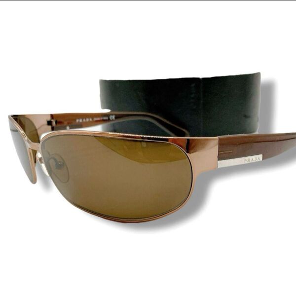 美品 PRADA プラダ サングラス 浜田省吾着用 SPR53F ブラウン 激レア 廃盤 サイドロゴ ロゴ刻印 綺麗 度なし