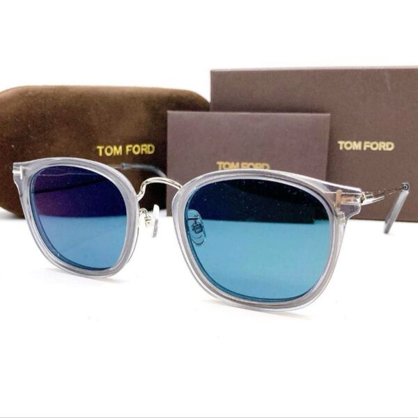 極美品 TOMFORD トムフォード サングラス スケルトン×シルバー メタルフレーム Tロゴ 付属品完備 綺麗 ロゴ刻印 正規品