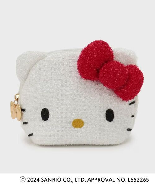 完売品 オペークドットクリップ ハローキティコラボ フェイス型キラキラポーチ ホワイト