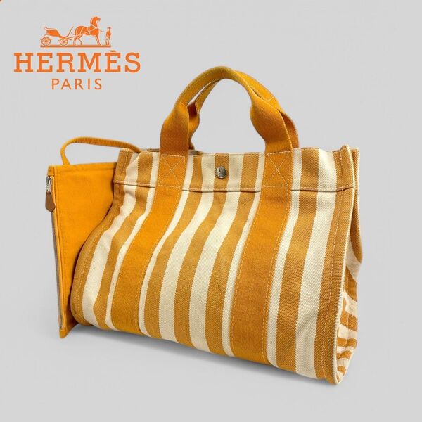 ■HERMES エルメス■カンヌPM トートバッグ ハンドバッグ 人気色オレンジ