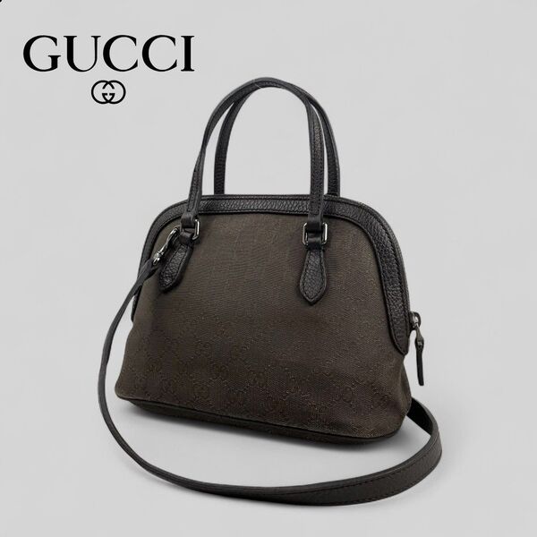 ■GUCCI グッチ■ GGキャンバス 2WAYハンドバッグ GG柄 ブラウン