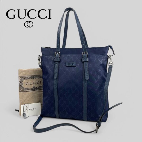 未使用■GUCCI グッチ■ GG柄 GGナイロン 2WAYショルダーバッグ