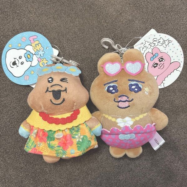 可哀想に! しまむら おぱんちゅうさぎ んぽちゃむ マスコット ぬいぐるみ チャーム キーホルダー 2点セット