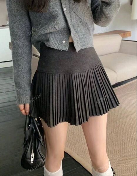 【週末セール】SHEIN プリーツ ミニスカート ダークグレー XS