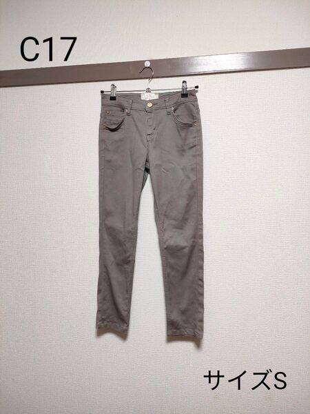 レディース C17 ストレッチパンツ ストレート グレージュカラー オフィスカジュアル ママコーデ ナチュラルカジュアル サイズS