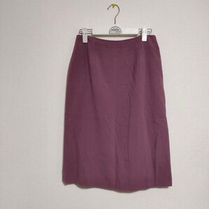 レディースSybillaシビラ ひざ丈スカート シンプルくすみピンクパープル系 麻混 春夏 ボトムス カジュアルコーデ サイズM