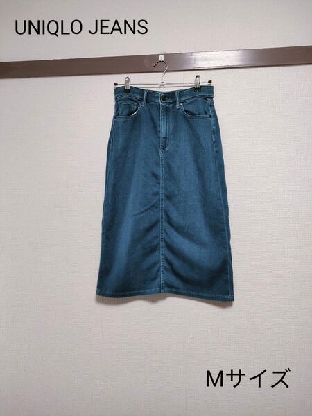 レディースユニクロジーンズ デニムスカート ブルー デニム ストレッチスカート カジュアルコーデ シンプルカジュアル サイズM