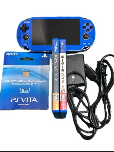 PS Vita 本体 ブルー 8GB メモリーカード付き