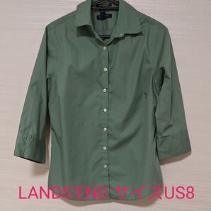 LANDS'END レディース ドレスシャツ サイズUS8 七分袖