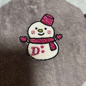 イニシャル入り 雪だるま SnowMan スノーマン ピンク デコシール