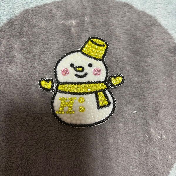 イニシャル入り 雪だるま SnowMan スノーマン 黄 デコシール