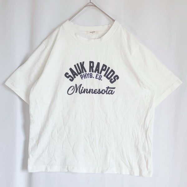 studioCLIP Tシャツ カットソー プリント 刺繍 free 白 紺.2516