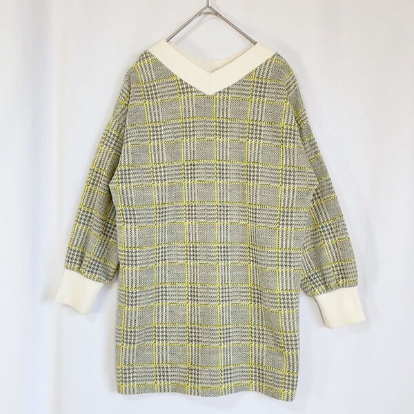 green label relaxing ワンピース チュニック 長袖 チェック 120 グレー.2539