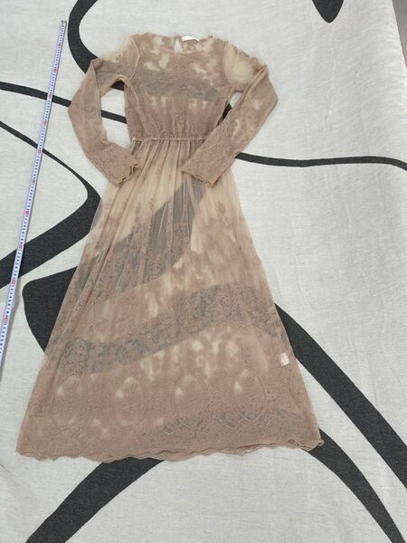【シアーワンピース】 シアー ワンピース パーティ 長袖 レース 演奏会 発表会 ピンク ベージュ オケージョン 結婚式