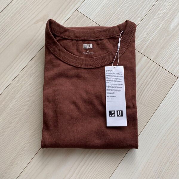 新品 UNIQLO U クルーネックTシャツ 半袖 ブラウン XL