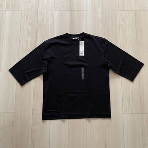新品タグ付き UNIQLO U クルーネックTシャツ7分袖 L ブラック