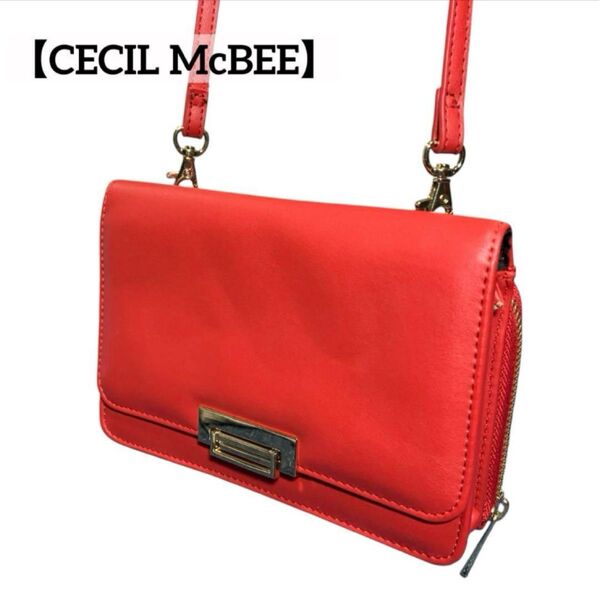 【CECIL McBEE】 セシルマクビー ショルダーバッグ 財布 レッド 斜め掛け