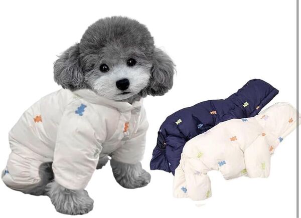 ペットウェア 犬猫用 ドッグ 犬服 秋冬 防寒 ダウン風 ドッグウェア Mサイズ
