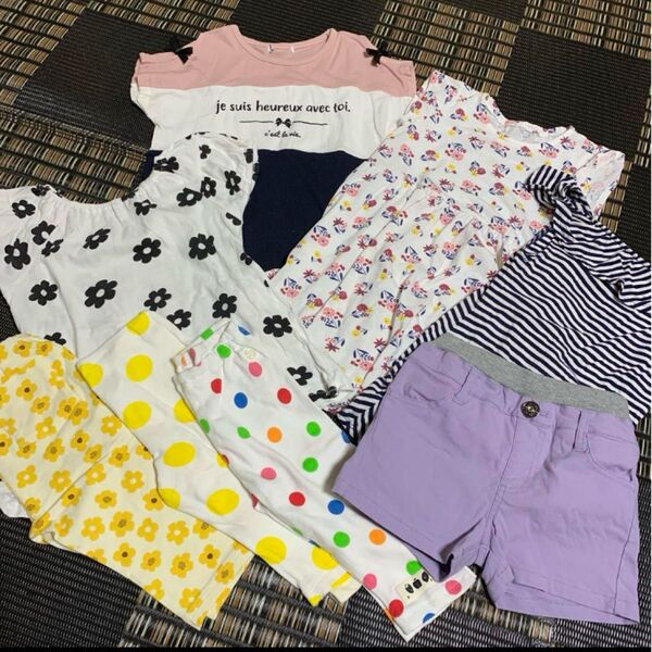 女の子 ワンピース パンツ トップス チュニック120cm 8点セット 半袖Tシャツ 子供服 保育園 セットアップ