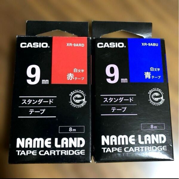 新品 CASIOネームランド テープカートリッジ 9mm 白文字 赤&青テープ カシオ ネームランド CASIO テープ