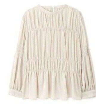 シャーリングサテンブラウス/ナチュラルビューティーベーシック(NATURAL BEAUTY BASIC)