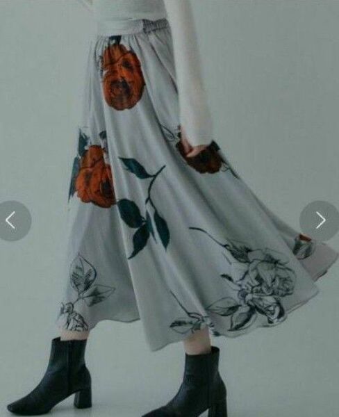ameri vintageアメリヴィンテージella circular skirtサーキュラースカート薔薇シルバーグレー