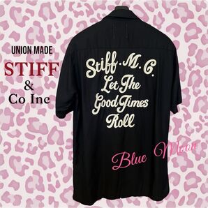 ◆STIFF◆men's Black shirt◆美品 半袖 レーヨン Sale!