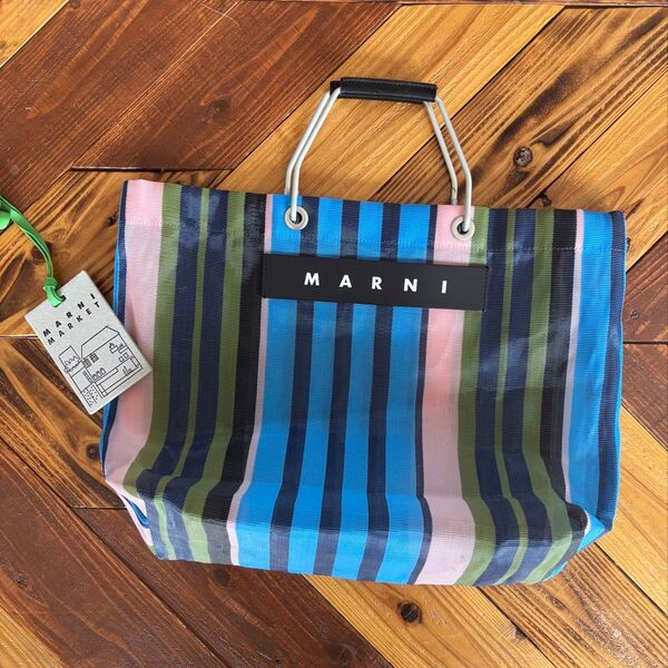 MARNI market stripe bag マルニ マーケット ストライプバッグ ブルーミックス