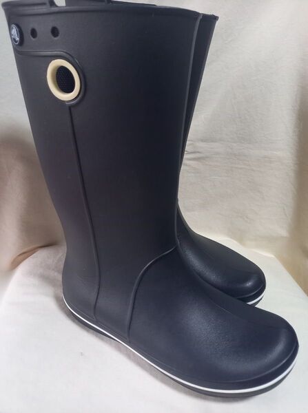 美品 クロックス crocs 黒 長靴 W9 レインブーツ 25㎝