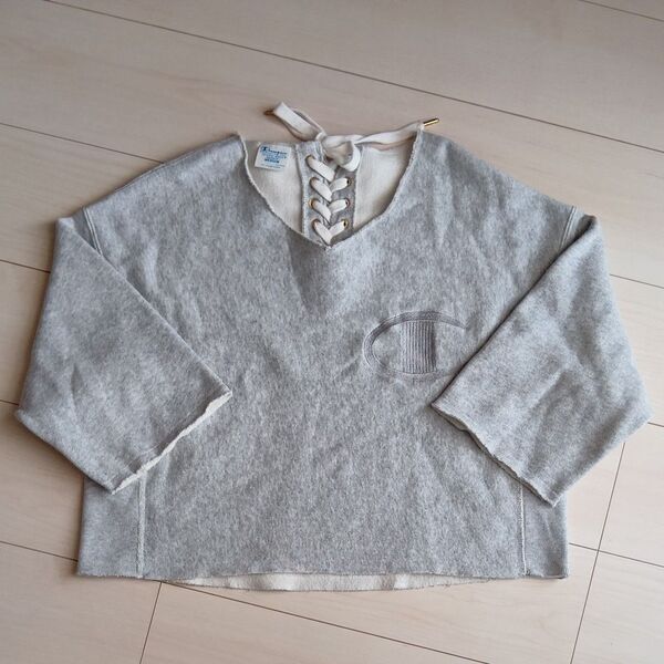 Champion × jouetie / 七分袖スウェット / 裏起毛 / グレー / サイズM
