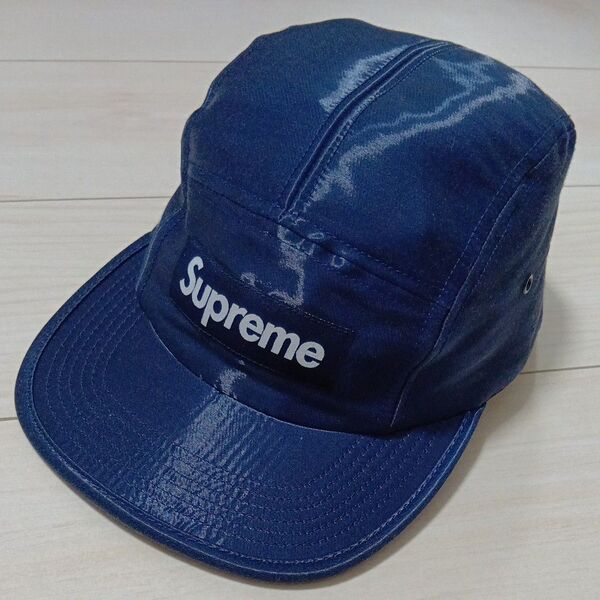 【美品】Supreme (シュプリーム) / Liquid Silk Camp Cap / ボックスロゴ / ネイビー / フリー
