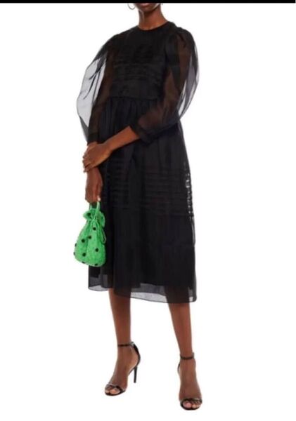 Simone Rocha ブラック シアー パフスリーブ ドレス シルク ロングワンピース タグ付