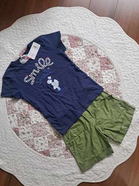 ☆新品・未使用☆KP ニットプランナー ネイビー Tシャツ& 緑短パン130cm