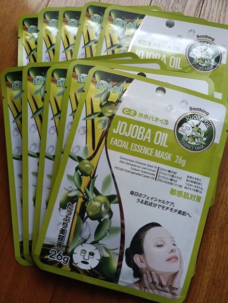 新品未使用★MITOMO(ミトモ) フェイシャルエッセンスマスク ホホバオイル 1枚26g×10枚
