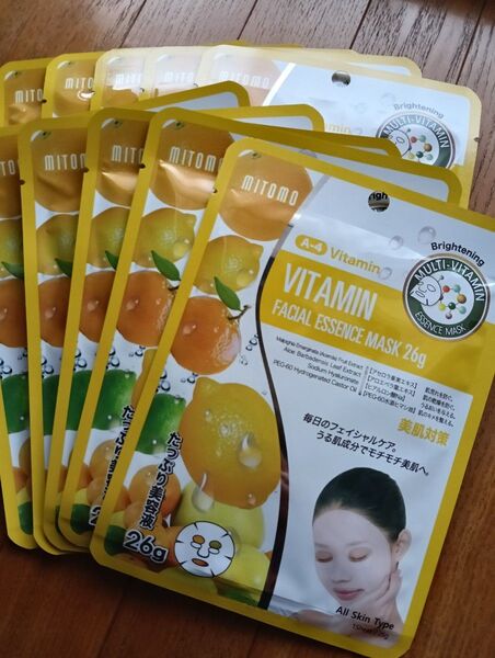 新品未使用★MITOMO(ミトモ) フェイシャルエッセンスマスク ビタミン 1枚26g×10枚