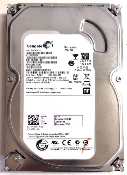 Seagate Barracuda 250GB 3.5インチ HDD ST250DM000 SATA 1万時間超使用