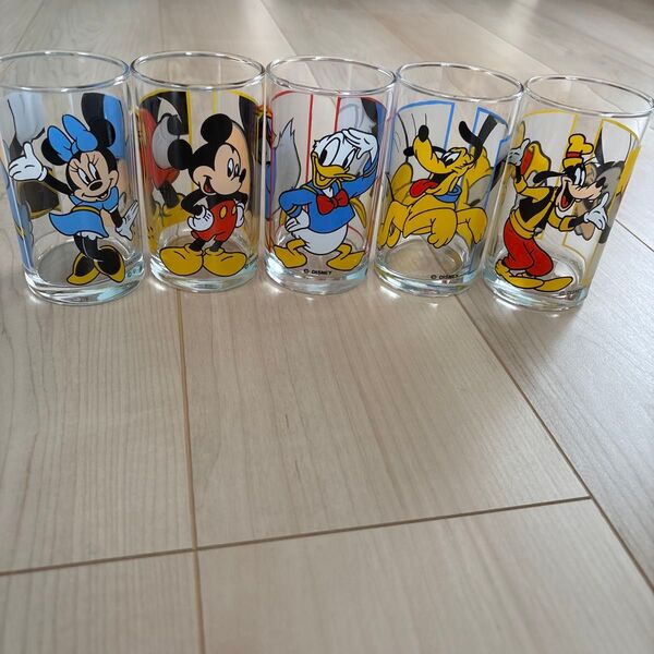 昭和レトロ グラス 当時物 コップ ディズニー ミッキー ミニー ドナルド プルート グーフィー