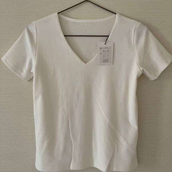 GRL 新品タグ付き Vネック リブTシャツ ホワイト M