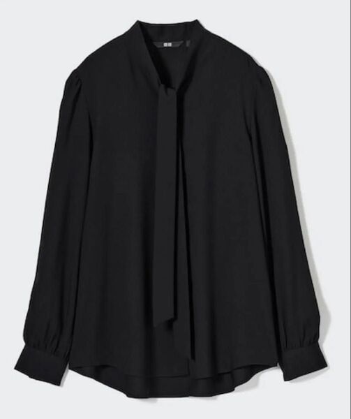 美品 ユニクロ リボン ブラウス 黒