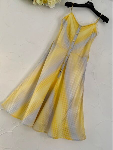 49000円ALEXANDER JULIAN イエロー ブルー キャミワンピース