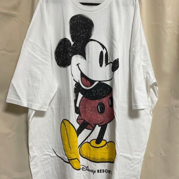 ミッキーマウス Tシャツ ディズニーリゾート 白 ビッグシルエット
