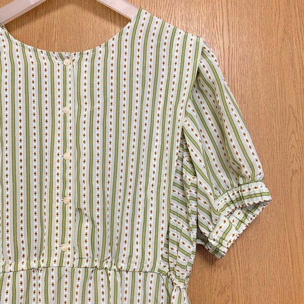 ehka sopo エヘカソポ 半袖ワンピース フリーサイズ 夏 花柄 グリーン