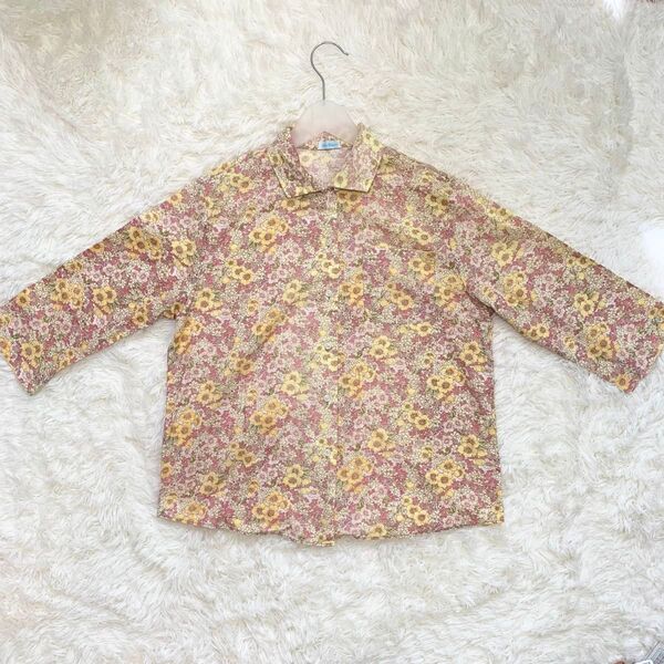 花柄シャツ 七〜八分袖 M〜Lサイズ